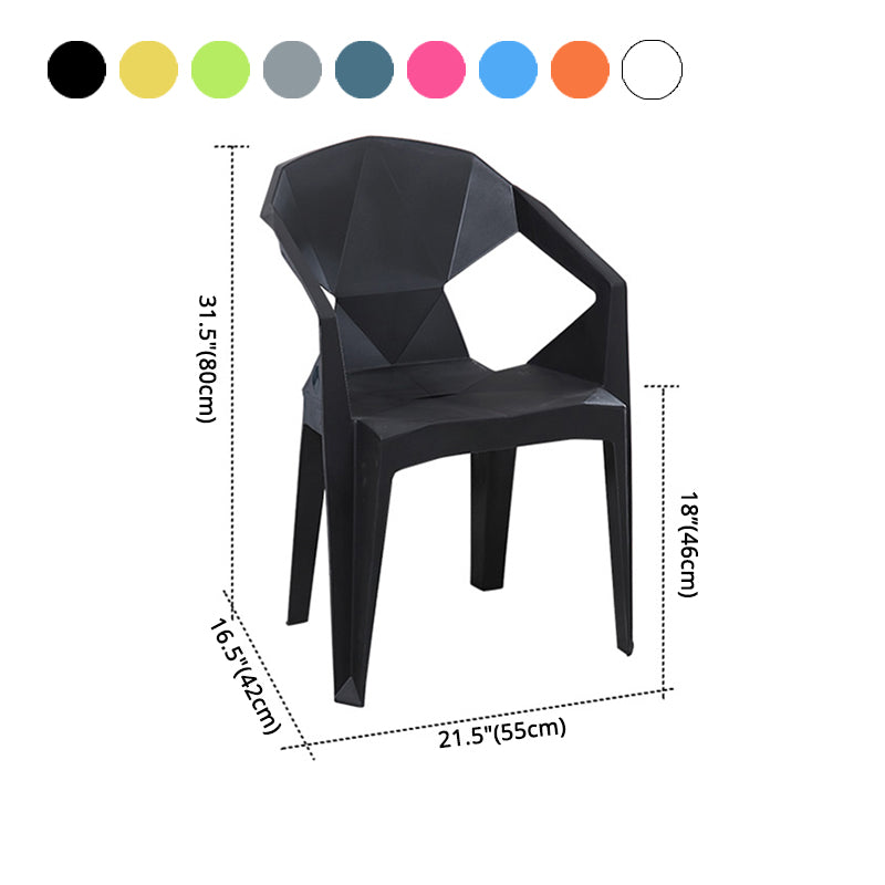 Modern Plastic Dining Arm Chairs Open Back Stacking Dining Armchairs Clearhalo ' kitchen&dining_furn' 'Dining Chairs' 'Dining Tables & Seating' 'dining_chair' 'furn' 'furn_dining_chair' 'Furniture' 'furniture_dining_chair' 'Kitchen & Dining Furniture' 'kitchen' 4099214