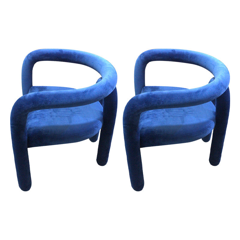 Contemporary Style Dining Chair Kitchen Arm Side Chair with Metal Legs Blue 2 Piece Set Clearhalo ' kitchen&dining_furn' 'Dining Chairs' 'Dining Tables & Seating' 'dining_chair' 'furn' 'furn_dining_chair' 'Furniture' 'furniture_dining_chair' 'Kitchen & Dining Furniture' 'kitchen' 4099229