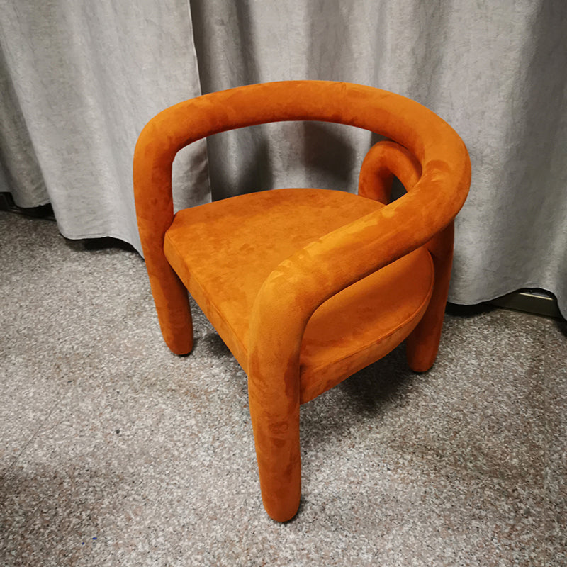 Contemporary Style Dining Chair Kitchen Arm Side Chair with Metal Legs Orange 1 Piece Clearhalo ' kitchen&dining_furn' 'Dining Chairs' 'Dining Tables & Seating' 'dining_chair' 'furn' 'furn_dining_chair' 'Furniture' 'furniture_dining_chair' 'Kitchen & Dining Furniture' 'kitchen' 4099239