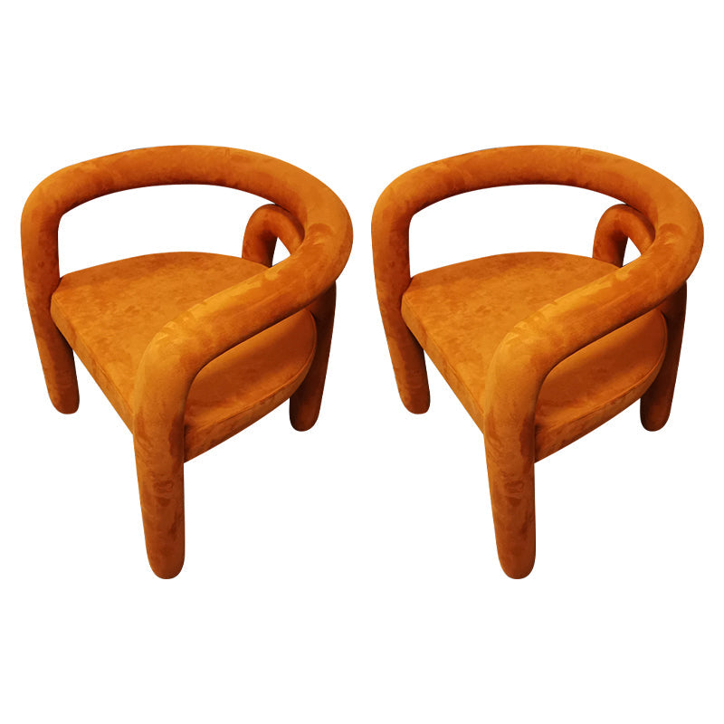 Contemporary Style Dining Chair Kitchen Arm Side Chair with Metal Legs Orange 2 Piece Set Clearhalo ' kitchen&dining_furn' 'Dining Chairs' 'Dining Tables & Seating' 'dining_chair' 'furn' 'furn_dining_chair' 'Furniture' 'furniture_dining_chair' 'Kitchen & Dining Furniture' 'kitchen' 4099240