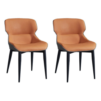 Minimalist Style Leather Dining Arm Chairs Wingback Dining Chairs (Set of 2) Orange Clearhalo ' kitchen&dining_furn' 'Dining Chairs' 'Dining Tables & Seating' 'dining_chair' 'furn' 'furn_dining_chair' 'Furniture' 'furniture_dining_chair' 'Kitchen & Dining Furniture' 'kitchen' 4099247