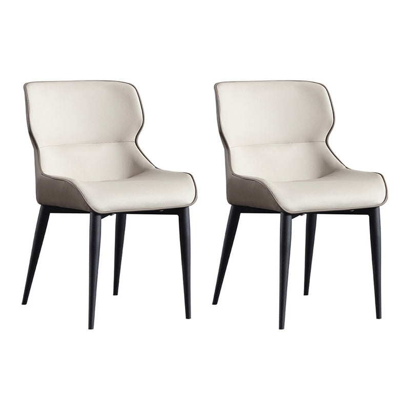Minimalist Style Leather Dining Arm Chairs Wingback Dining Chairs (Set of 2) Beige Clearhalo ' kitchen&dining_furn' 'Dining Chairs' 'Dining Tables & Seating' 'dining_chair' 'furn' 'furn_dining_chair' 'Furniture' 'furniture_dining_chair' 'Kitchen & Dining Furniture' 'kitchen' 4099249
