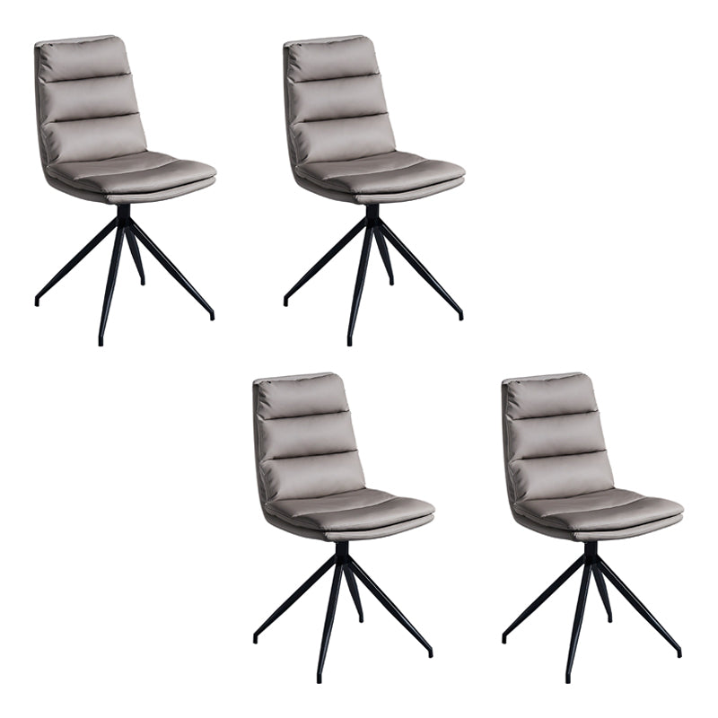 Industrial Style Solid Back Armless Chairs Microfiber Leather Dining Chairs (Set of 4) Dark Gray Clearhalo ' kitchen&dining_furn' 'Dining Chairs' 'Dining Tables & Seating' 'dining_chair' 'furn' 'furn_dining_chair' 'Furniture' 'furniture_dining_chair' 'Kitchen & Dining Furniture' 'kitchen' 4099259