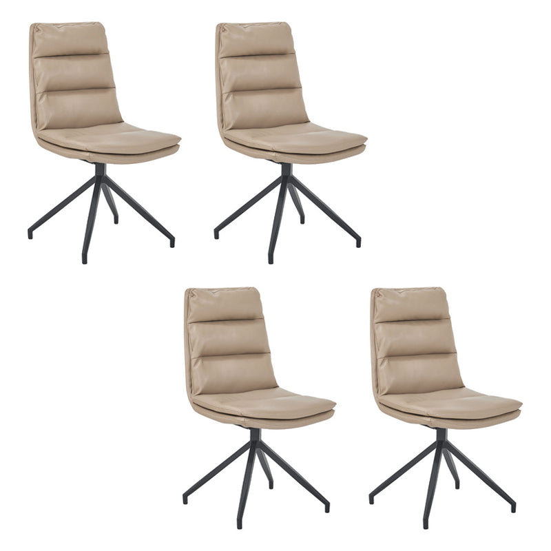 Industrial Style Solid Back Armless Chairs Microfiber Leather Dining Chairs (Set of 4) Khaki Clearhalo ' kitchen&dining_furn' 'Dining Chairs' 'Dining Tables & Seating' 'dining_chair' 'furn' 'furn_dining_chair' 'Furniture' 'furniture_dining_chair' 'Kitchen & Dining Furniture' 'kitchen' 4099262