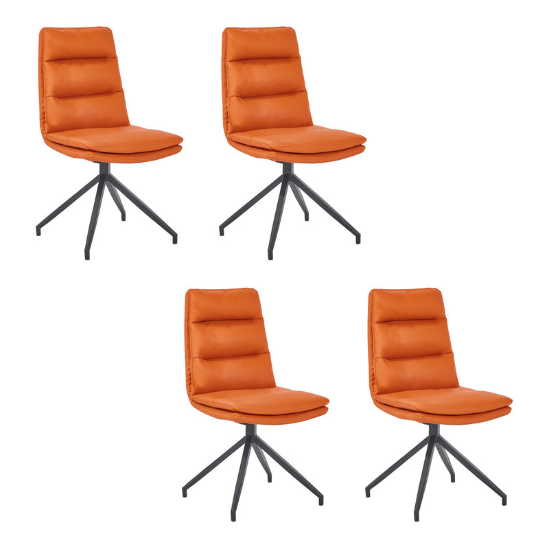 Industrial Style Solid Back Armless Chairs Microfiber Leather Dining Chairs (Set of 4) Orange Clearhalo ' kitchen&dining_furn' 'Dining Chairs' 'Dining Tables & Seating' 'dining_chair' 'furn' 'furn_dining_chair' 'Furniture' 'furniture_dining_chair' 'Kitchen & Dining Furniture' 'kitchen' 4099264