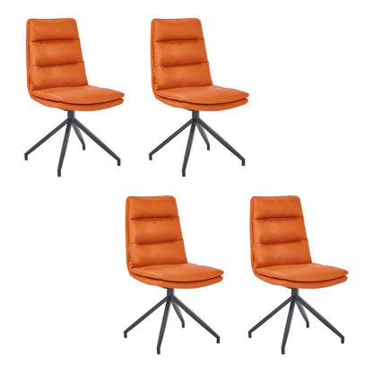 Industrial Style Solid Back Armless Chairs Microfiber Leather Dining Chairs (Set of 4) Orange Clearhalo ' kitchen&dining_furn' 'Dining Chairs' 'Dining Tables & Seating' 'dining_chair' 'furn' 'furn_dining_chair' 'Furniture' 'furniture_dining_chair' 'Kitchen & Dining Furniture' 'kitchen' 4099264