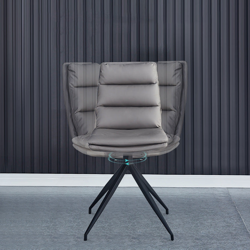 Industrial Style Solid Back Armless Chairs Microfiber Leather Dining Chairs (Set of 4) Clearhalo ' kitchen&dining_furn' 'Dining Chairs' 'Dining Tables & Seating' 'dining_chair' 'furn' 'furn_dining_chair' 'Furniture' 'furniture_dining_chair' 'Kitchen & Dining Furniture' 'kitchen' 4099265