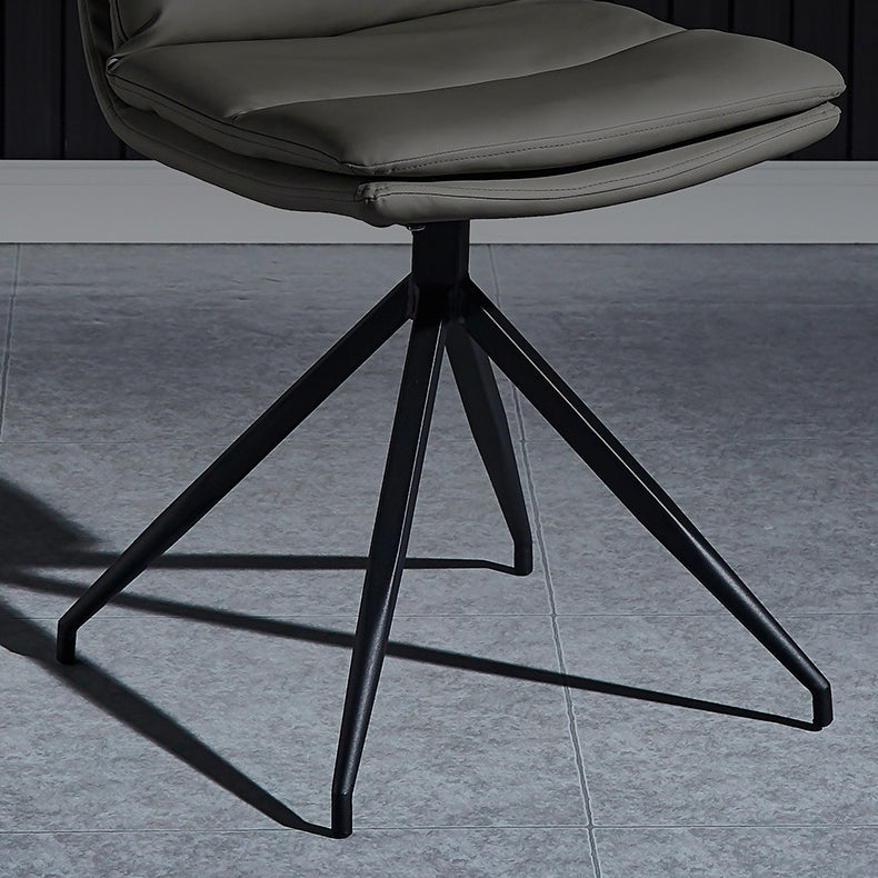 Industrial Style Solid Back Armless Chairs Microfiber Leather Dining Chairs (Set of 4) Clearhalo ' kitchen&dining_furn' 'Dining Chairs' 'Dining Tables & Seating' 'dining_chair' 'furn' 'furn_dining_chair' 'Furniture' 'furniture_dining_chair' 'Kitchen & Dining Furniture' 'kitchen' 4099270