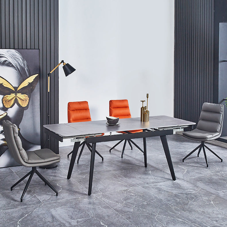 Industrial Style Solid Back Armless Chairs Microfiber Leather Dining Chairs (Set of 4) Clearhalo ' kitchen&dining_furn' 'Dining Chairs' 'Dining Tables & Seating' 'dining_chair' 'furn' 'furn_dining_chair' 'Furniture' 'furniture_dining_chair' 'Kitchen & Dining Furniture' 'kitchen' 4099272