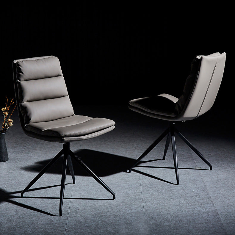 Industrial Style Solid Back Armless Chairs Microfiber Leather Dining Chairs (Set of 4) Clearhalo ' kitchen&dining_furn' 'Dining Chairs' 'Dining Tables & Seating' 'dining_chair' 'furn' 'furn_dining_chair' 'Furniture' 'furniture_dining_chair' 'Kitchen & Dining Furniture' 'kitchen' 4099273