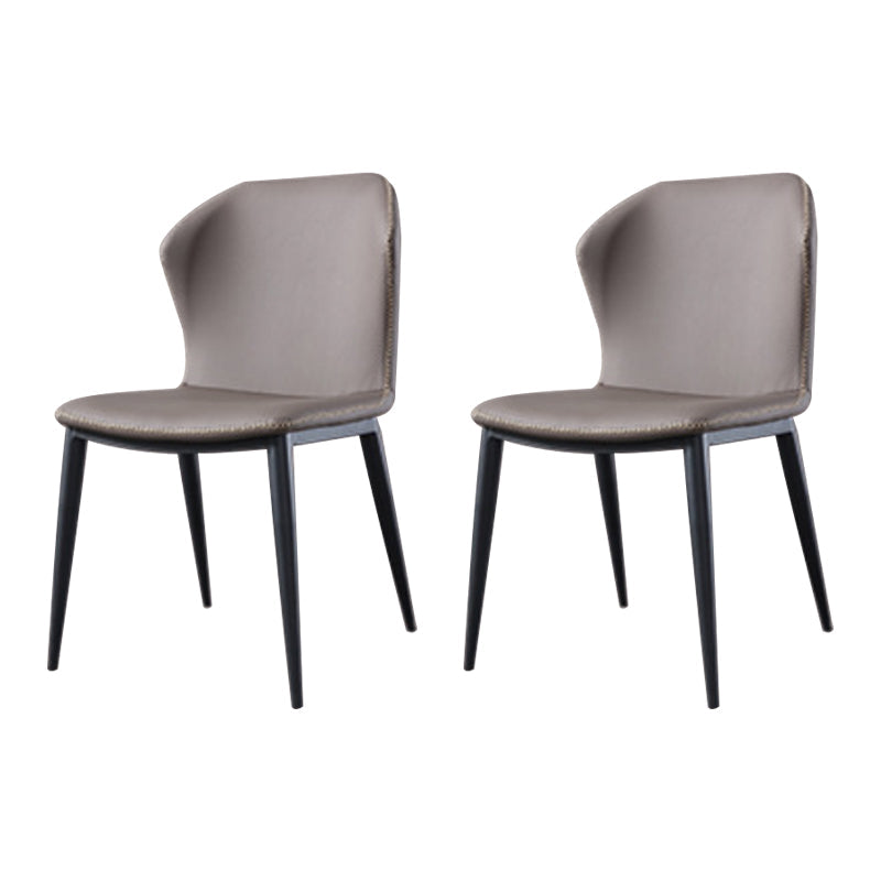 Industrial Style Wingback Dining Chairs Leather Dining Side Chairs for Kitchen (Set of 2) Dark Gray Clearhalo ' kitchen&dining_furn' 'Dining Chairs' 'Dining Tables & Seating' 'dining_chair' 'furn' 'furn_dining_chair' 'Furniture' 'furniture_dining_chair' 'Kitchen & Dining Furniture' 'kitchen' 4099276