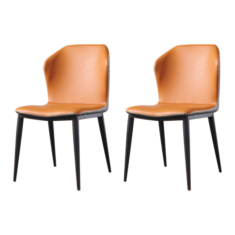 Industrial Style Wingback Dining Chairs Leather Dining Side Chairs for Kitchen (Set of 2) Orange Clearhalo ' kitchen&dining_furn' 'Dining Chairs' 'Dining Tables & Seating' 'dining_chair' 'furn' 'furn_dining_chair' 'Furniture' 'furniture_dining_chair' 'Kitchen & Dining Furniture' 'kitchen' 4099277