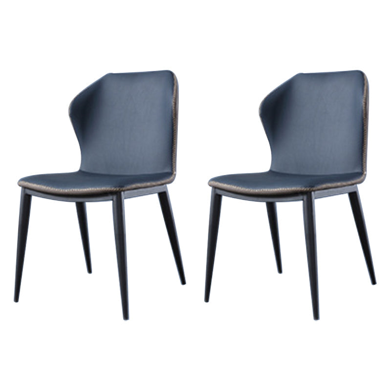 Industrial Style Wingback Dining Chairs Leather Dining Side Chairs for Kitchen (Set of 2) Dark Blue Clearhalo ' kitchen&dining_furn' 'Dining Chairs' 'Dining Tables & Seating' 'dining_chair' 'furn' 'furn_dining_chair' 'Furniture' 'furniture_dining_chair' 'Kitchen & Dining Furniture' 'kitchen' 4099279