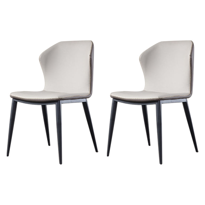 Industrial Style Wingback Dining Chairs Leather Dining Side Chairs for Kitchen (Set of 2) Light Gray Clearhalo ' kitchen&dining_furn' 'Dining Chairs' 'Dining Tables & Seating' 'dining_chair' 'furn' 'furn_dining_chair' 'Furniture' 'furniture_dining_chair' 'Kitchen & Dining Furniture' 'kitchen' 4099281