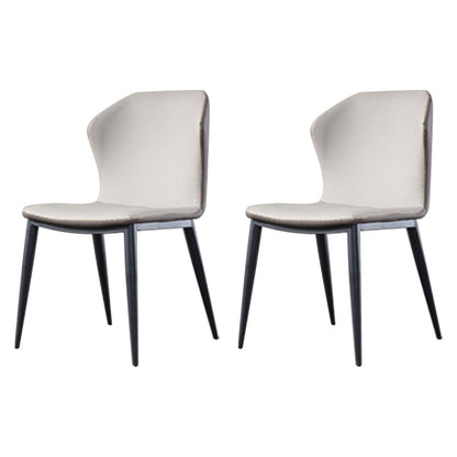 Industrial Style Wingback Dining Chairs Leather Dining Side Chairs for Kitchen (Set of 2) Light Gray Clearhalo ' kitchen&dining_furn' 'Dining Chairs' 'Dining Tables & Seating' 'dining_chair' 'furn' 'furn_dining_chair' 'Furniture' 'furniture_dining_chair' 'Kitchen & Dining Furniture' 'kitchen' 4099281