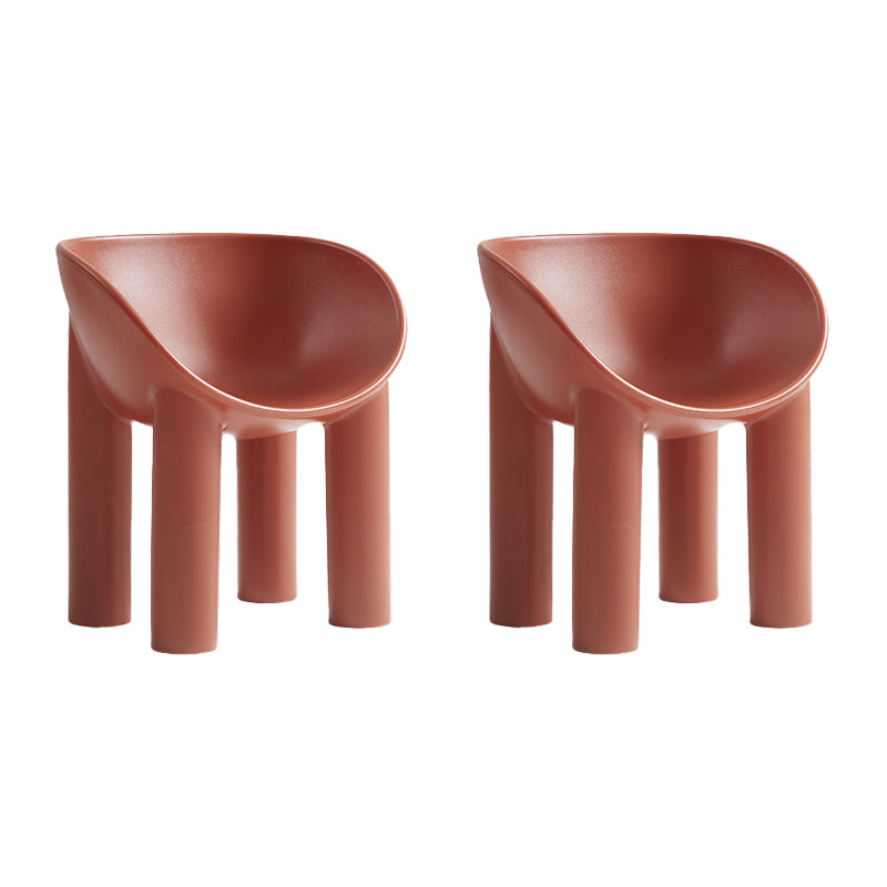 Nordic Style Dining Chairs Kitchen Arm Side Chairs with Plastic Legs (Set of 2) Red Brown Clearhalo ' kitchen&dining_furn' 'Dining Chairs' 'Dining Tables & Seating' 'dining_chair' 'furn' 'furn_dining_chair' 'Furniture' 'furniture_dining_chair' 'Kitchen & Dining Furniture' 'kitchen' 4099315