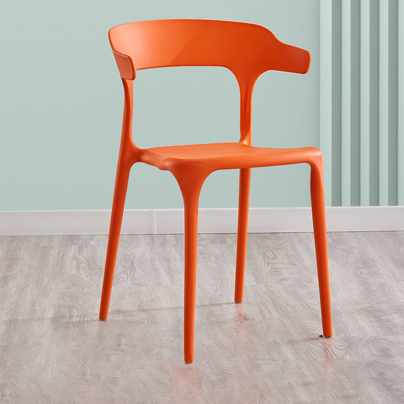 Indoor Contemporary Side Chair Open Back Plastic Stackable Dining Room Single Chair Orange Clearhalo ' kitchen&dining_furn' 'Dining Chairs' 'Dining Tables & Seating' 'dining_chair' 'furn' 'furn_dining_chair' 'Furniture' 'furniture_dining_chair' 'Kitchen & Dining Furniture' 'kitchen' 4099333