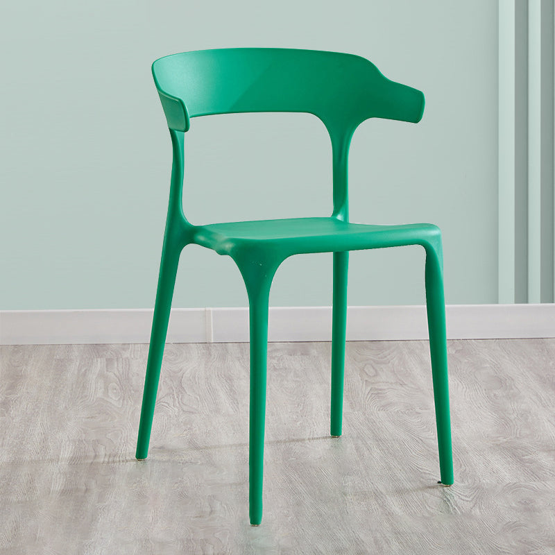 Indoor Contemporary Side Chair Open Back Plastic Stackable Dining Room Single Chair Green Clearhalo ' kitchen&dining_furn' 'Dining Chairs' 'Dining Tables & Seating' 'dining_chair' 'furn' 'furn_dining_chair' 'Furniture' 'furniture_dining_chair' 'Kitchen & Dining Furniture' 'kitchen' 4099340