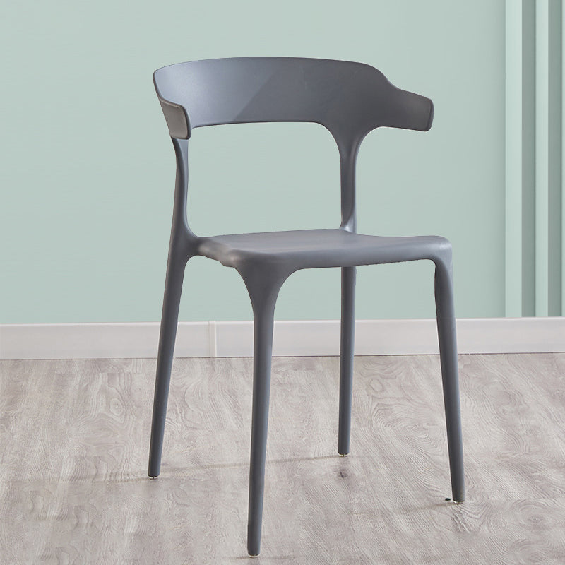 Indoor Contemporary Side Chair Open Back Plastic Stackable Dining Room Single Chair Dark Gray Clearhalo ' kitchen&dining_furn' 'Dining Chairs' 'Dining Tables & Seating' 'dining_chair' 'furn' 'furn_dining_chair' 'Furniture' 'furniture_dining_chair' 'Kitchen & Dining Furniture' 'kitchen' 4099350