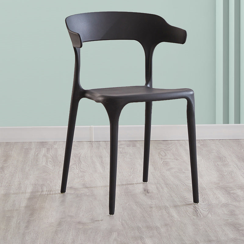 Indoor Contemporary Side Chair Open Back Plastic Stackable Dining Room Single Chair Black Clearhalo ' kitchen&dining_furn' 'Dining Chairs' 'Dining Tables & Seating' 'dining_chair' 'furn' 'furn_dining_chair' 'Furniture' 'furniture_dining_chair' 'Kitchen & Dining Furniture' 'kitchen' 4099351
