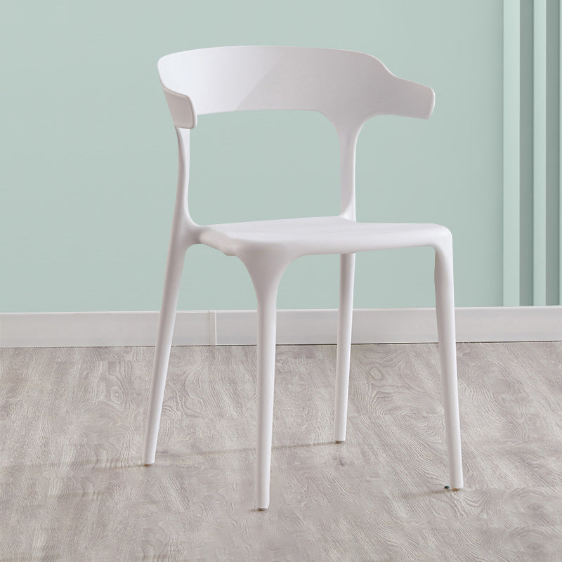 Indoor Contemporary Side Chair Open Back Plastic Stackable Dining Room Single Chair White Clearhalo ' kitchen&dining_furn' 'Dining Chairs' 'Dining Tables & Seating' 'dining_chair' 'furn' 'furn_dining_chair' 'Furniture' 'furniture_dining_chair' 'Kitchen & Dining Furniture' 'kitchen' 4099352