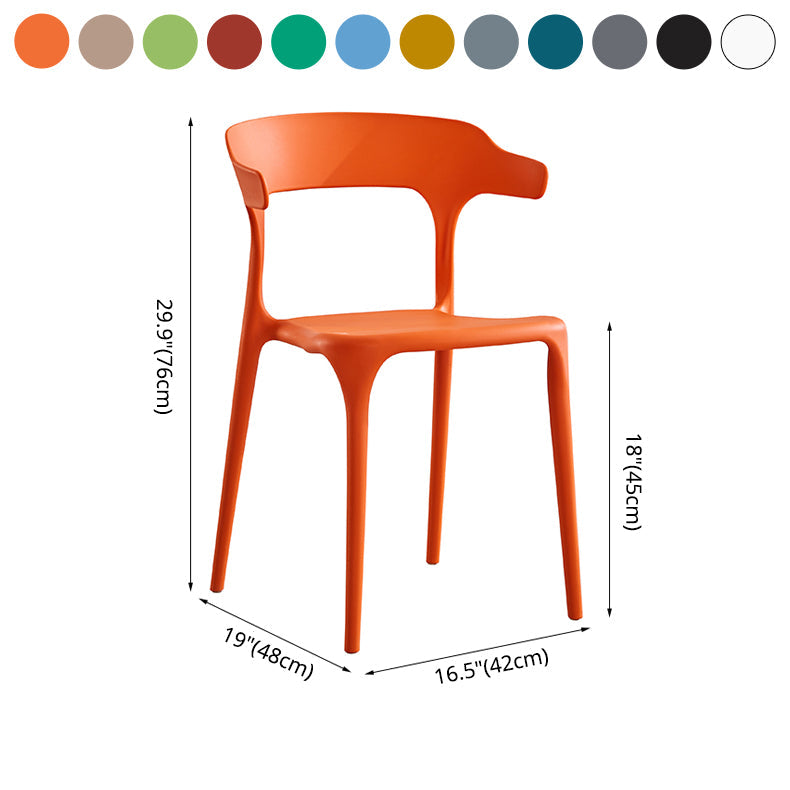 Indoor Contemporary Side Chair Open Back Plastic Stackable Dining Room Single Chair Clearhalo ' kitchen&dining_furn' 'Dining Chairs' 'Dining Tables & Seating' 'dining_chair' 'furn' 'furn_dining_chair' 'Furniture' 'furniture_dining_chair' 'Kitchen & Dining Furniture' 'kitchen' 4099353