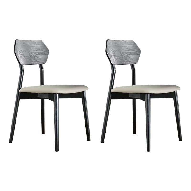 Industrial Leather Restaurant Side Chair Open Back Dining Chair (Set of 2) Cream Gray Clearhalo ' kitchen&dining_furn' 'Dining Chairs' 'Dining Tables & Seating' 'dining_chair' 'furn' 'furn_dining_chair' 'Furniture' 'furniture_dining_chair' 'Kitchen & Dining Furniture' 'kitchen' 4099356
