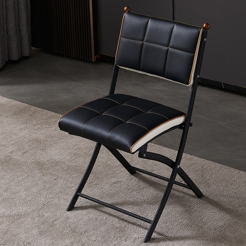 Modern Indoor-Outdoor Metal Side Chair Folding Open Back Dining Side Chair Black 1 Piece Clearhalo ' kitchen&dining_furn' 'Dining Chairs' 'Dining Tables & Seating' 'dining_chair' 'furn' 'furn_dining_chair' 'Furniture' 'furniture_dining_chair' 'Kitchen & Dining Furniture' 'kitchen' 4099370