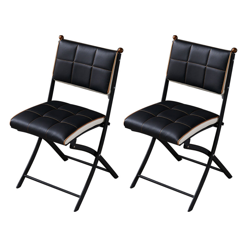 Modern Indoor-Outdoor Metal Side Chair Folding Open Back Dining Side Chair Black 2 Piece Set Clearhalo ' kitchen&dining_furn' 'Dining Chairs' 'Dining Tables & Seating' 'dining_chair' 'furn' 'furn_dining_chair' 'Furniture' 'furniture_dining_chair' 'Kitchen & Dining Furniture' 'kitchen' 4099372