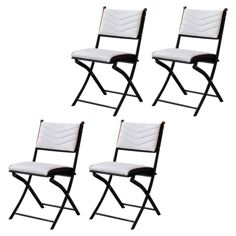 Modern Indoor-Outdoor Metal Side Chair Folding Open Back Dining Side Chair White 4 Piece Set Clearhalo ' kitchen&dining_furn' 'Dining Chairs' 'Dining Tables & Seating' 'dining_chair' 'furn' 'furn_dining_chair' 'Furniture' 'furniture_dining_chair' 'Kitchen & Dining Furniture' 'kitchen' 4099379