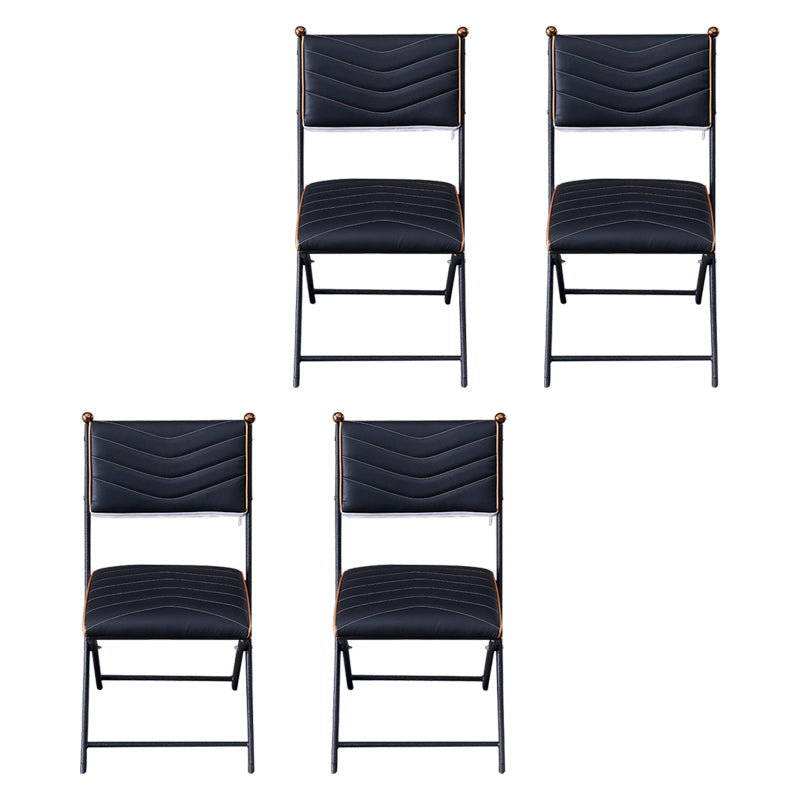 Modern Indoor-Outdoor Metal Side Chair Folding Open Back Dining Side Chair Gloss Black 4 Piece Set Clearhalo ' kitchen&dining_furn' 'Dining Chairs' 'Dining Tables & Seating' 'dining_chair' 'furn' 'furn_dining_chair' 'Furniture' 'furniture_dining_chair' 'Kitchen & Dining Furniture' 'kitchen' 4099384
