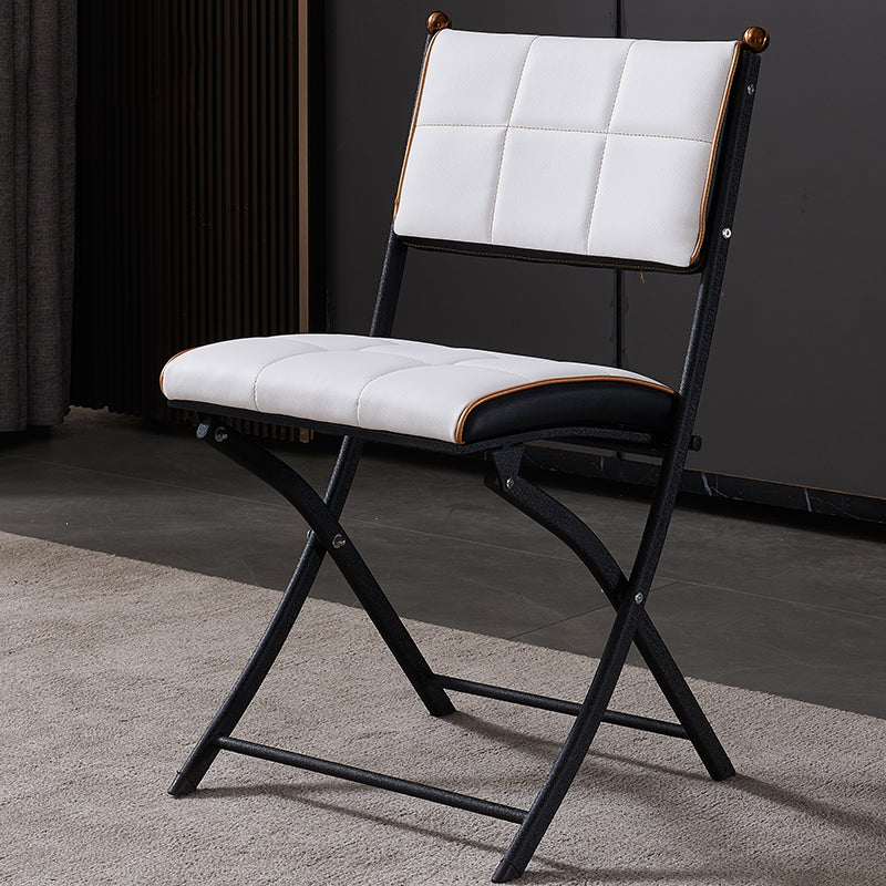 Modern Indoor-Outdoor Metal Side Chair Folding Open Back Dining Side Chair Gloss White 1 Piece Clearhalo ' kitchen&dining_furn' 'Dining Chairs' 'Dining Tables & Seating' 'dining_chair' 'furn' 'furn_dining_chair' 'Furniture' 'furniture_dining_chair' 'Kitchen & Dining Furniture' 'kitchen' 4099385