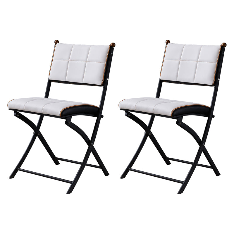Modern Indoor-Outdoor Metal Side Chair Folding Open Back Dining Side Chair Gloss White 2 Piece Set Clearhalo ' kitchen&dining_furn' 'Dining Chairs' 'Dining Tables & Seating' 'dining_chair' 'furn' 'furn_dining_chair' 'Furniture' 'furniture_dining_chair' 'Kitchen & Dining Furniture' 'kitchen' 4099386