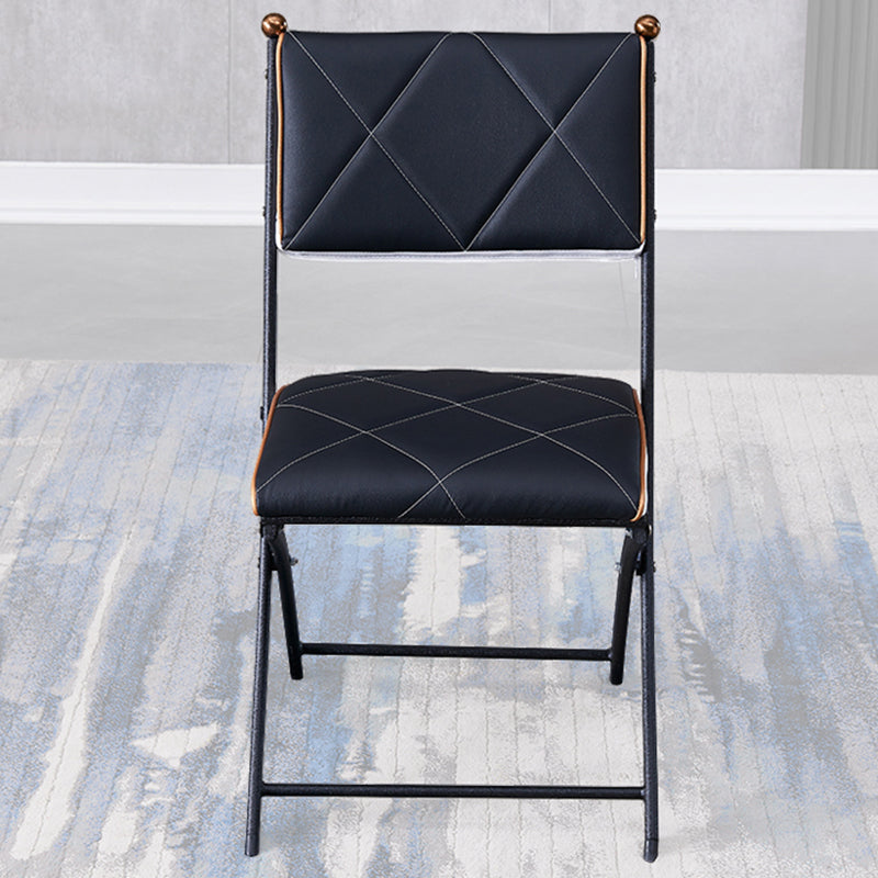 Modern Indoor-Outdoor Metal Side Chair Folding Open Back Dining Side Chair Matte Black 1 Piece Clearhalo ' kitchen&dining_furn' 'Dining Chairs' 'Dining Tables & Seating' 'dining_chair' 'furn' 'furn_dining_chair' 'Furniture' 'furniture_dining_chair' 'Kitchen & Dining Furniture' 'kitchen' 4099388