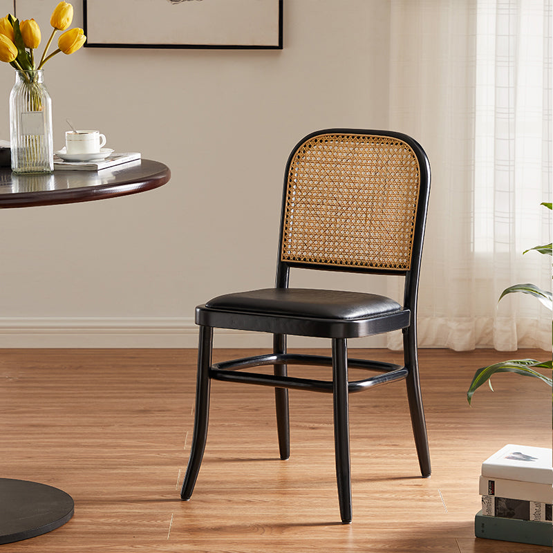 Traditional Style Solid Wood Chair Kitchen Open Back Dining Side Chairs Gloss Black 1 Piece Clearhalo ' kitchen&dining_furn' 'Dining Chairs' 'Dining Tables & Seating' 'dining_chair' 'furn' 'furn_dining_chair' 'Furniture' 'furniture_dining_chair' 'Kitchen & Dining Furniture' 'kitchen' 4099417