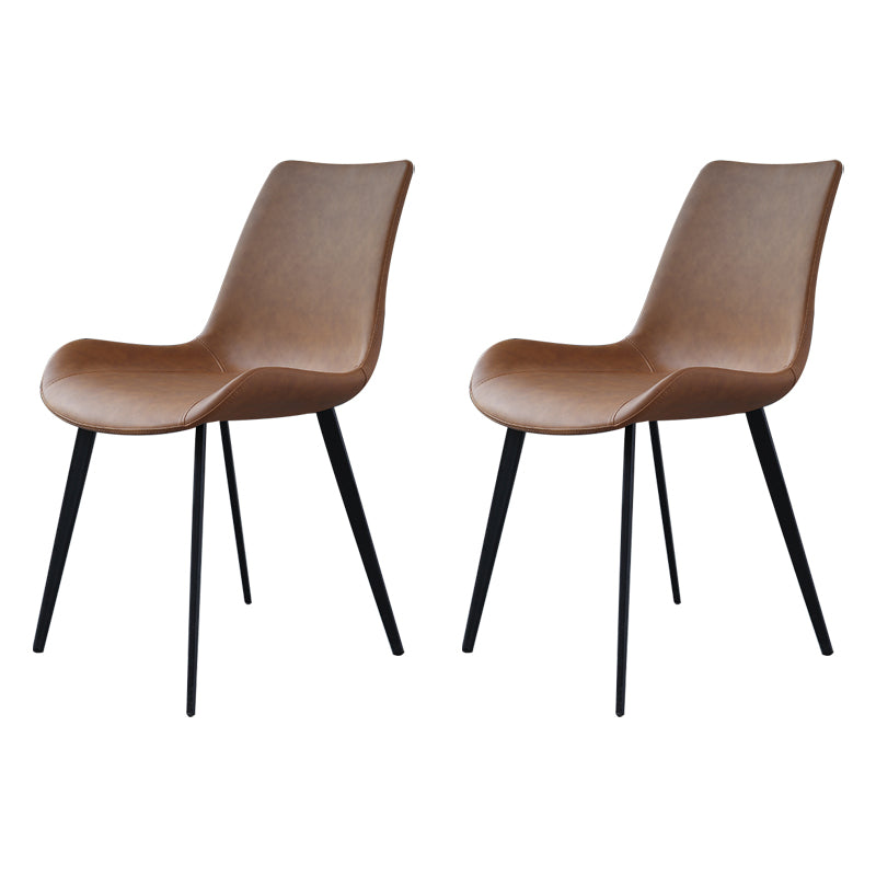 Modern Metal Dining Room Chair PU Leather Armless Chairs for Home Use (Set of 2) Dark Brown Clearhalo ' kitchen&dining_furn' 'Dining Chairs' 'Dining Tables & Seating' 'dining_chair' 'furn' 'furn_dining_chair' 'Furniture' 'furniture_dining_chair' 'Kitchen & Dining Furniture' 'kitchen' 4099426