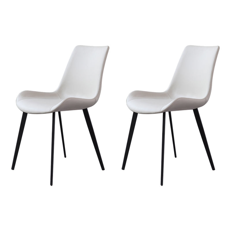 Modern Metal Dining Room Chair PU Leather Armless Chairs for Home Use (Set of 2) White Clearhalo ' kitchen&dining_furn' 'Dining Chairs' 'Dining Tables & Seating' 'dining_chair' 'furn' 'furn_dining_chair' 'Furniture' 'furniture_dining_chair' 'Kitchen & Dining Furniture' 'kitchen' 4099430