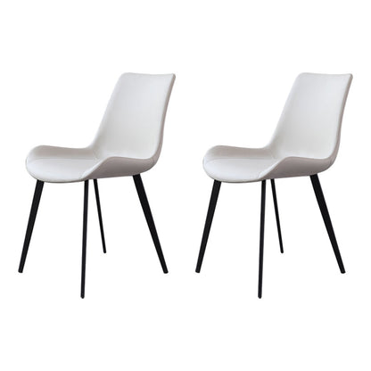 Modern Metal Dining Room Chair PU Leather Armless Chairs for Home Use (Set of 2) White Clearhalo ' kitchen&dining_furn' 'Dining Chairs' 'Dining Tables & Seating' 'dining_chair' 'furn' 'furn_dining_chair' 'Furniture' 'furniture_dining_chair' 'Kitchen & Dining Furniture' 'kitchen' 4099430