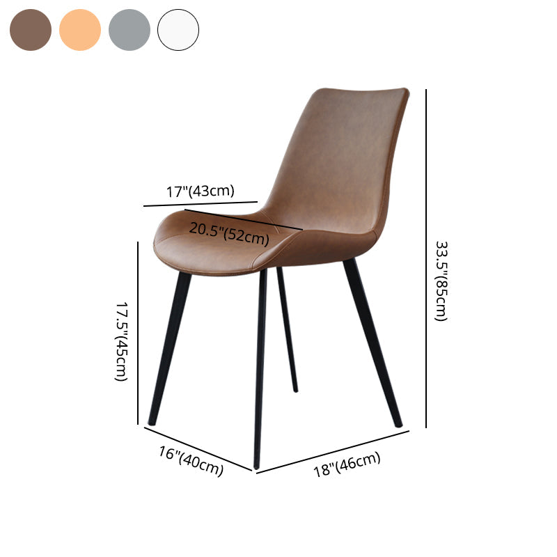 Modern Metal Dining Room Chair PU Leather Armless Chairs for Home Use (Set of 2) Clearhalo ' kitchen&dining_furn' 'Dining Chairs' 'Dining Tables & Seating' 'dining_chair' 'furn' 'furn_dining_chair' 'Furniture' 'furniture_dining_chair' 'Kitchen & Dining Furniture' 'kitchen' 4099434