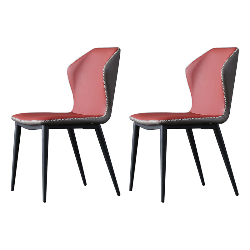 Industrial Style Metal Chairs Kitchen Dining Wingback Side Chair (Set of 2) Red Clearhalo ' kitchen&dining_furn' 'Dining Chairs' 'Dining Tables & Seating' 'dining_chair' 'furn' 'furn_dining_chair' 'Furniture' 'furniture_dining_chair' 'Kitchen & Dining Furniture' 'kitchen' 4099441