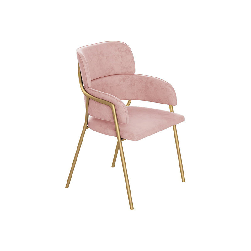 Nordic Style Metal Dining Room Chairs Velvet Arm Chair for Restaurant Pink 1 Piece Clearhalo ' kitchen&dining_furn' 'Dining Chairs' 'Dining Tables & Seating' 'dining_chair' 'furn' 'furn_dining_chair' 'Furniture' 'furniture_dining_chair' 'Kitchen & Dining Furniture' 'kitchen' 4099454