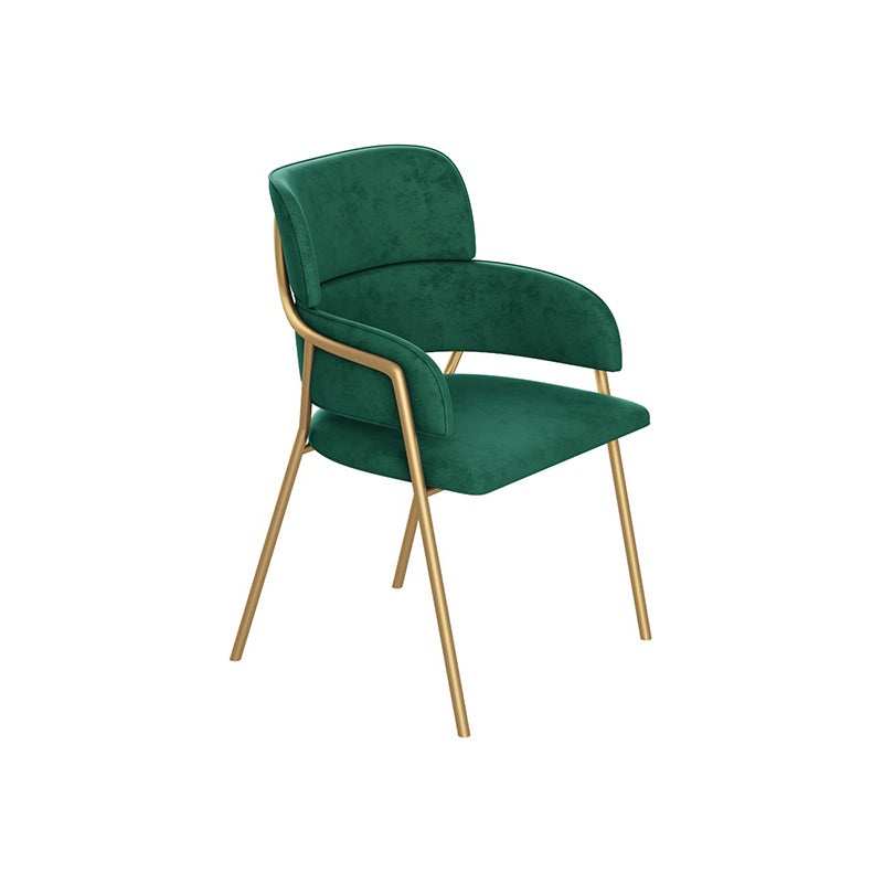 Nordic Style Metal Dining Room Chairs Velvet Arm Chair for Restaurant Blackish Green 1 Piece Clearhalo ' kitchen&dining_furn' 'Dining Chairs' 'Dining Tables & Seating' 'dining_chair' 'furn' 'furn_dining_chair' 'Furniture' 'furniture_dining_chair' 'Kitchen & Dining Furniture' 'kitchen' 4099460