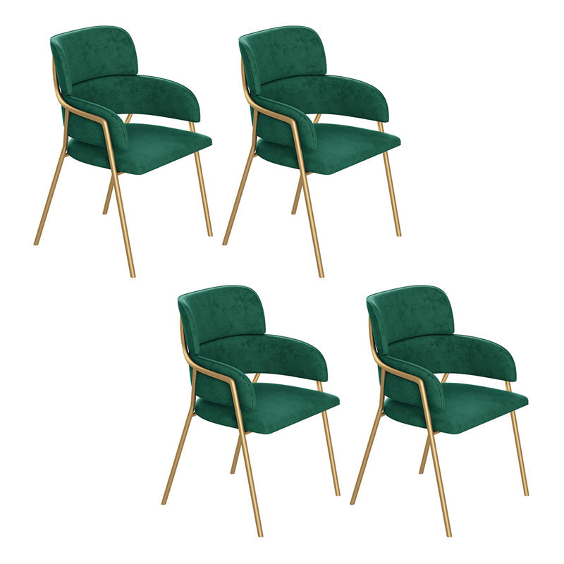Nordic Style Metal Dining Room Chairs Velvet Arm Chair for Restaurant Blackish Green 4 Piece Set Clearhalo ' kitchen&dining_furn' 'Dining Chairs' 'Dining Tables & Seating' 'dining_chair' 'furn' 'furn_dining_chair' 'Furniture' 'furniture_dining_chair' 'Kitchen & Dining Furniture' 'kitchen' 4099464
