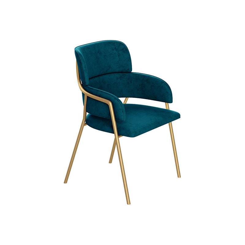 Nordic Style Metal Dining Room Chairs Velvet Arm Chair for Restaurant Peacock Blue 1 Piece Clearhalo ' kitchen&dining_furn' 'Dining Chairs' 'Dining Tables & Seating' 'dining_chair' 'furn' 'furn_dining_chair' 'Furniture' 'furniture_dining_chair' 'Kitchen & Dining Furniture' 'kitchen' 4099466