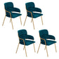 Nordic Style Metal Dining Room Chairs Velvet Arm Chair for Restaurant Peacock Blue 4 Piece Set Clearhalo ' kitchen&dining_furn' 'Dining Chairs' 'Dining Tables & Seating' 'dining_chair' 'furn' 'furn_dining_chair' 'Furniture' 'furniture_dining_chair' 'Kitchen & Dining Furniture' 'kitchen' 4099469