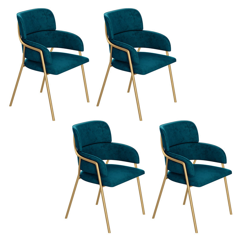 Nordic Style Metal Dining Room Chairs Velvet Arm Chair for Restaurant Peacock Blue 4 Piece Set Clearhalo ' kitchen&dining_furn' 'Dining Chairs' 'Dining Tables & Seating' 'dining_chair' 'furn' 'furn_dining_chair' 'Furniture' 'furniture_dining_chair' 'Kitchen & Dining Furniture' 'kitchen' 4099469