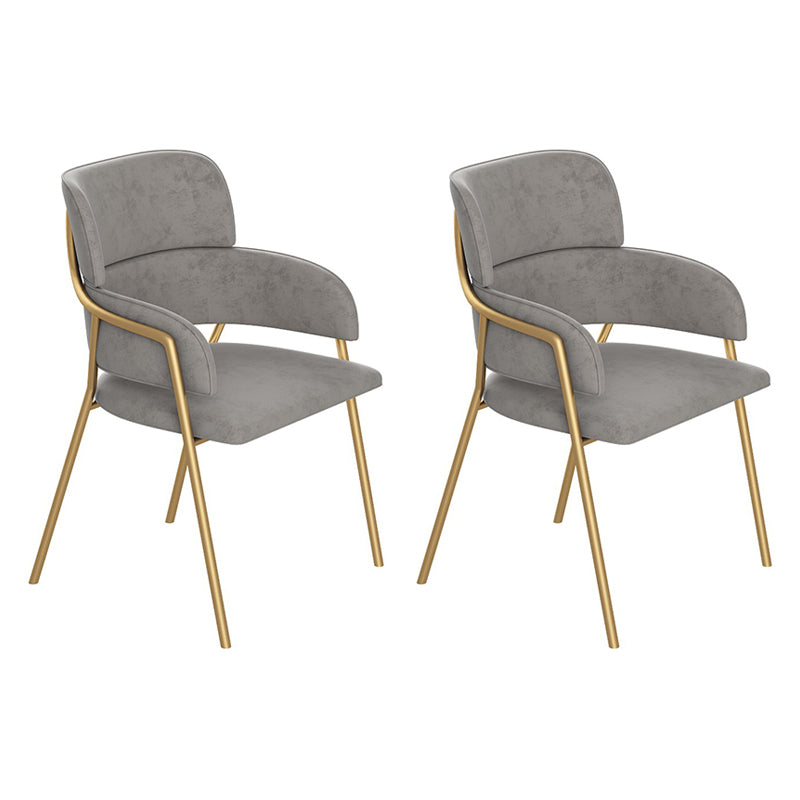 Nordic Style Metal Dining Room Chairs Velvet Arm Chair for Restaurant Grey 2 Piece Set Clearhalo ' kitchen&dining_furn' 'Dining Chairs' 'Dining Tables & Seating' 'dining_chair' 'furn' 'furn_dining_chair' 'Furniture' 'furniture_dining_chair' 'Kitchen & Dining Furniture' 'kitchen' 4099470