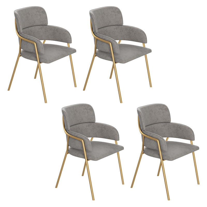 Nordic Style Metal Dining Room Chairs Velvet Arm Chair for Restaurant Grey 4 Piece Set Clearhalo ' kitchen&dining_furn' 'Dining Chairs' 'Dining Tables & Seating' 'dining_chair' 'furn' 'furn_dining_chair' 'Furniture' 'furniture_dining_chair' 'Kitchen & Dining Furniture' 'kitchen' 4099471