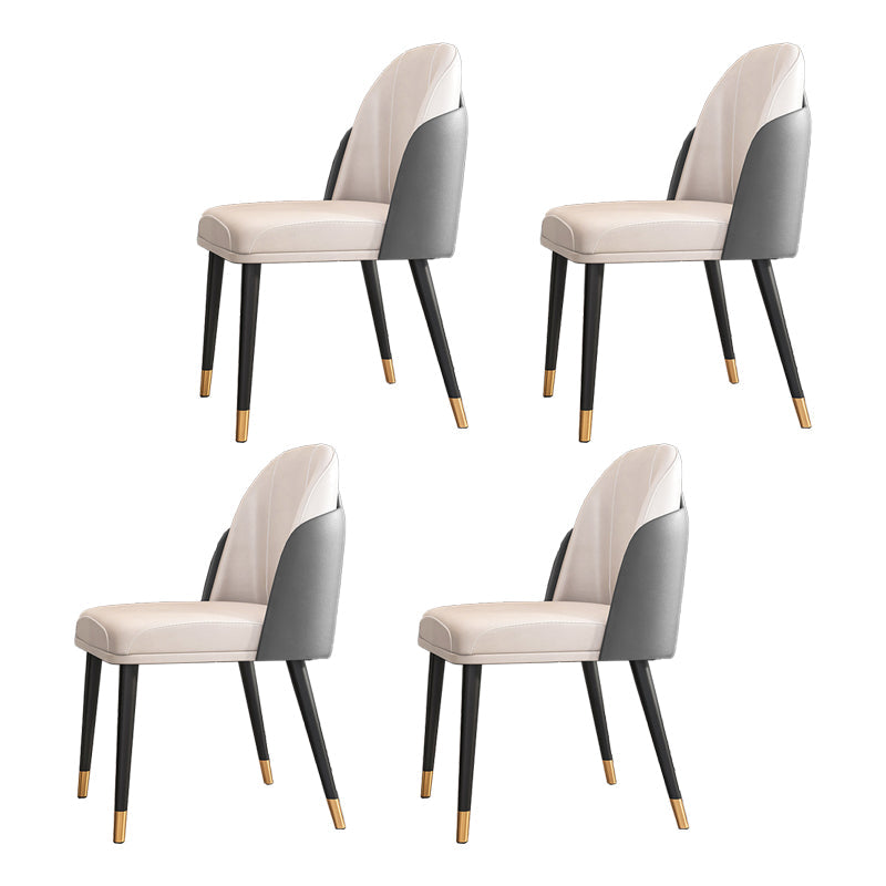 Scandinavian Style Metal Chairs Set Parsons Dining Room Kitchen Chairs Off-White 4 Piece Set Clearhalo ' kitchen&dining_furn' 'Dining Chairs' 'Dining Tables & Seating' 'dining_chair' 'furn' 'furn_dining_chair' 'Furniture' 'furniture_dining_chair' 'Kitchen & Dining Furniture' 'kitchen' 4099478