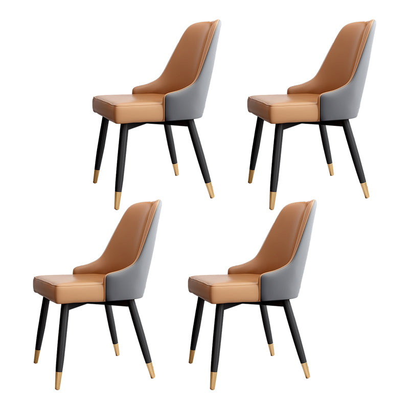 Scandinavian Style Metal Chairs Set Parsons Dining Room Kitchen Chairs Orange-Gray 4 Piece Set Clearhalo ' kitchen&dining_furn' 'Dining Chairs' 'Dining Tables & Seating' 'dining_chair' 'furn' 'furn_dining_chair' 'Furniture' 'furniture_dining_chair' 'Kitchen & Dining Furniture' 'kitchen' 4099490
